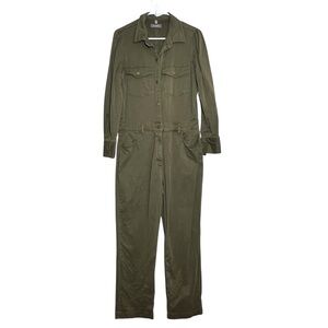 DL1961 Freja Jumpsuit Womens Size Medium Olive Green Utility Snap Button Pockets